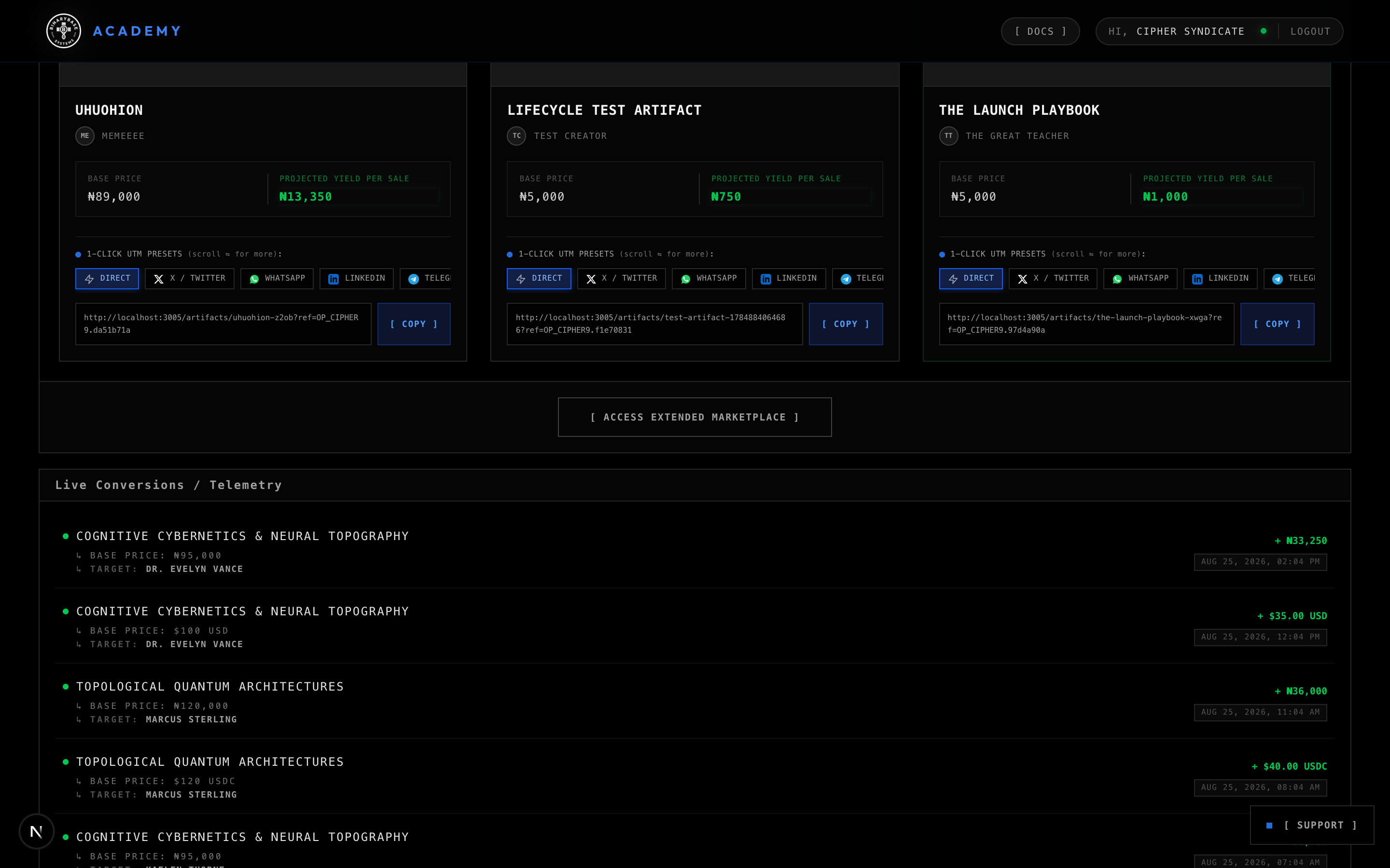 Partner Financial Telemetry & Live Conversions Feed