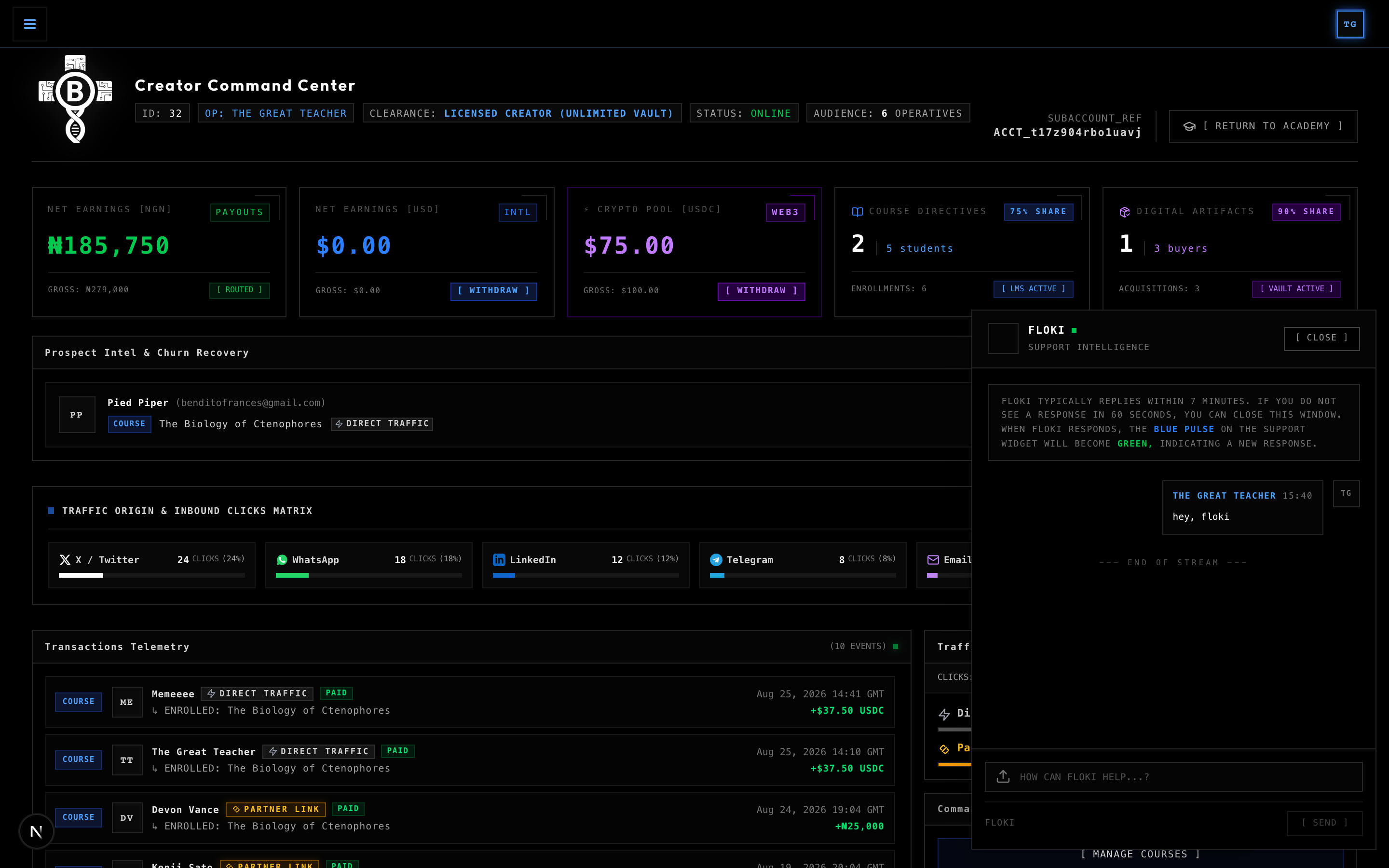 BinaryBase Operative Support Live Uplink Terminal