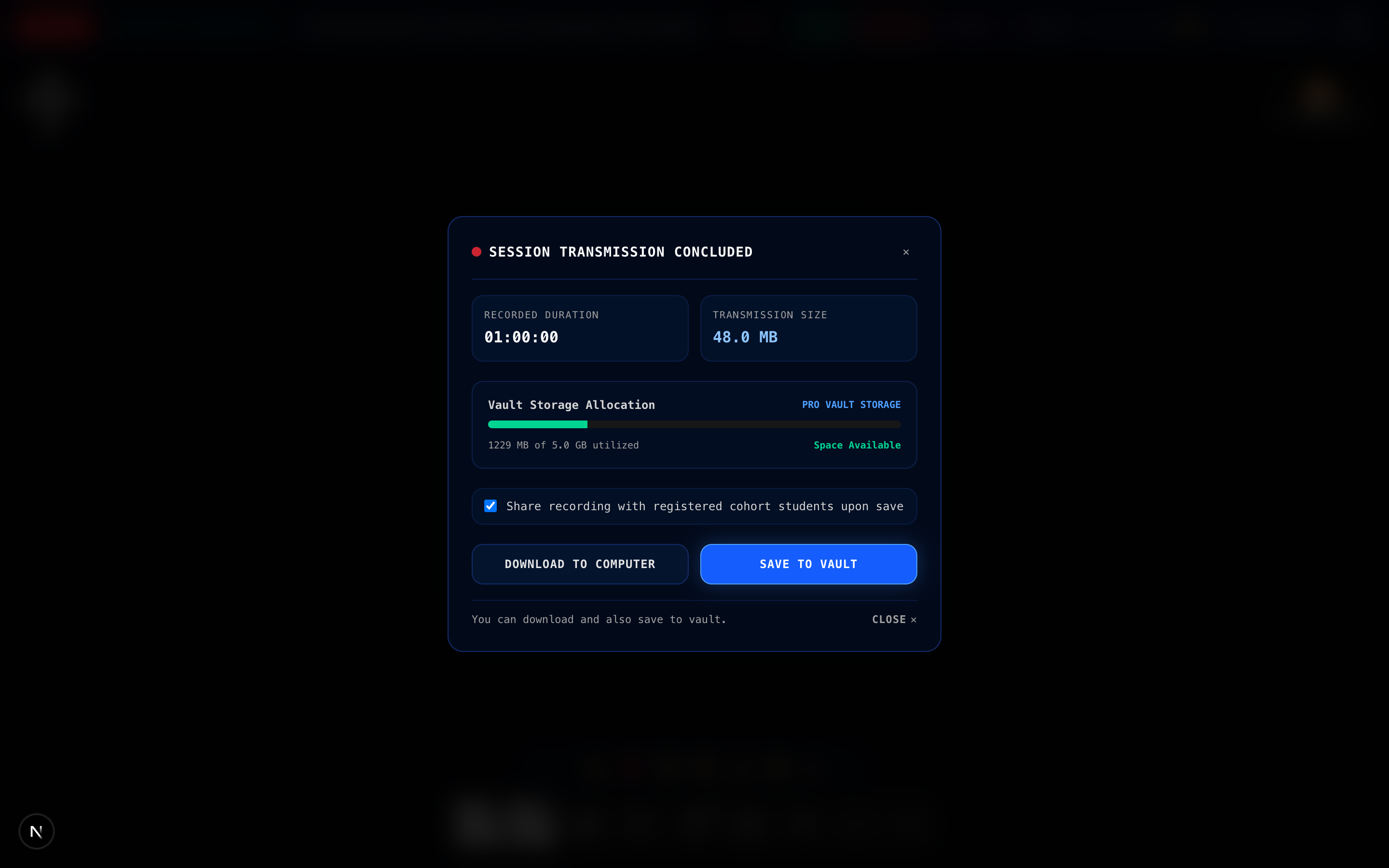 Post-Session Recording Vault Modal