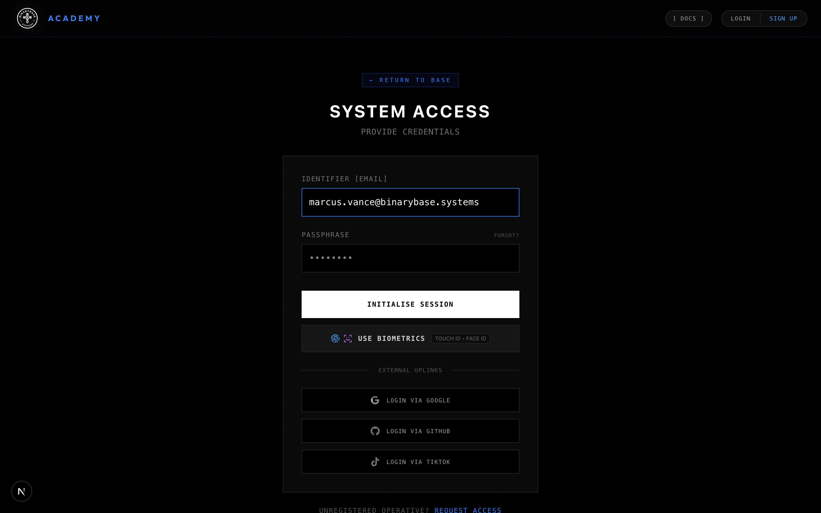 Biometric Passkey Sign-In Terminal