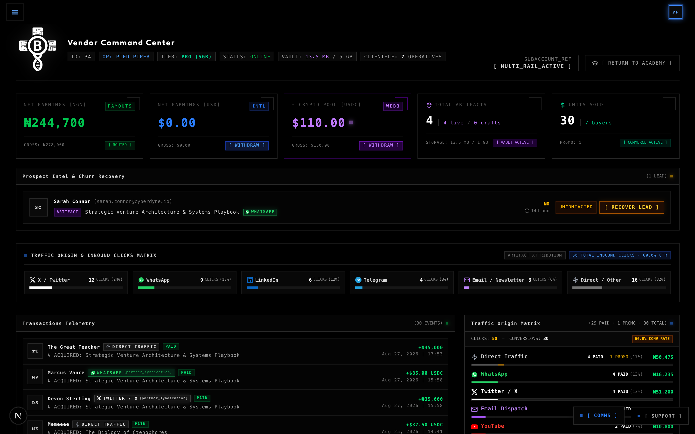 Vendor Command Center HUD