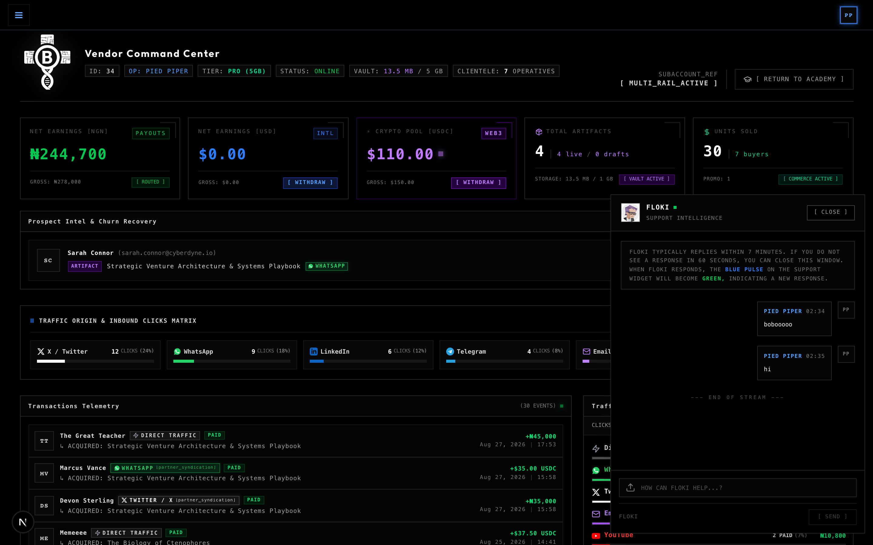 BinaryBase Operative Support Live Uplink Terminal